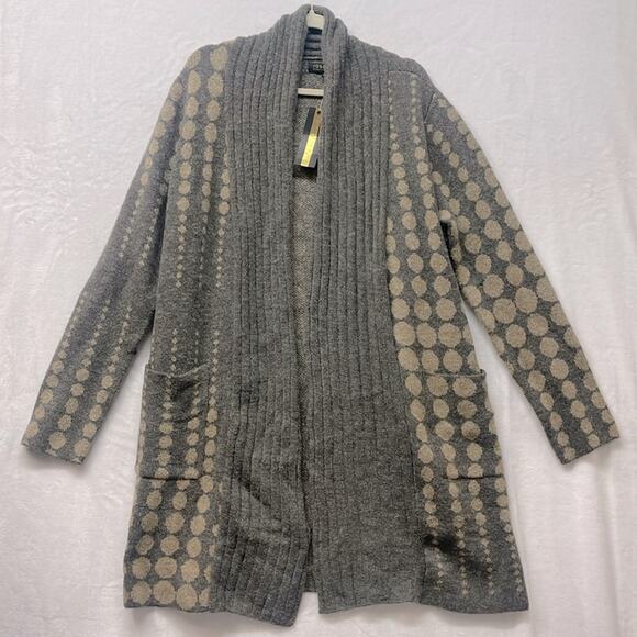 NWT Joseph A Gray and Tan Mid Length Cardigan Boho Minimalist Fall Sz XL‎ - Picture 1 of 5